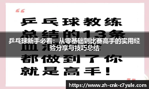 乒乓球新手必看：从零基础到比赛高手的实用经验分享与技巧总结